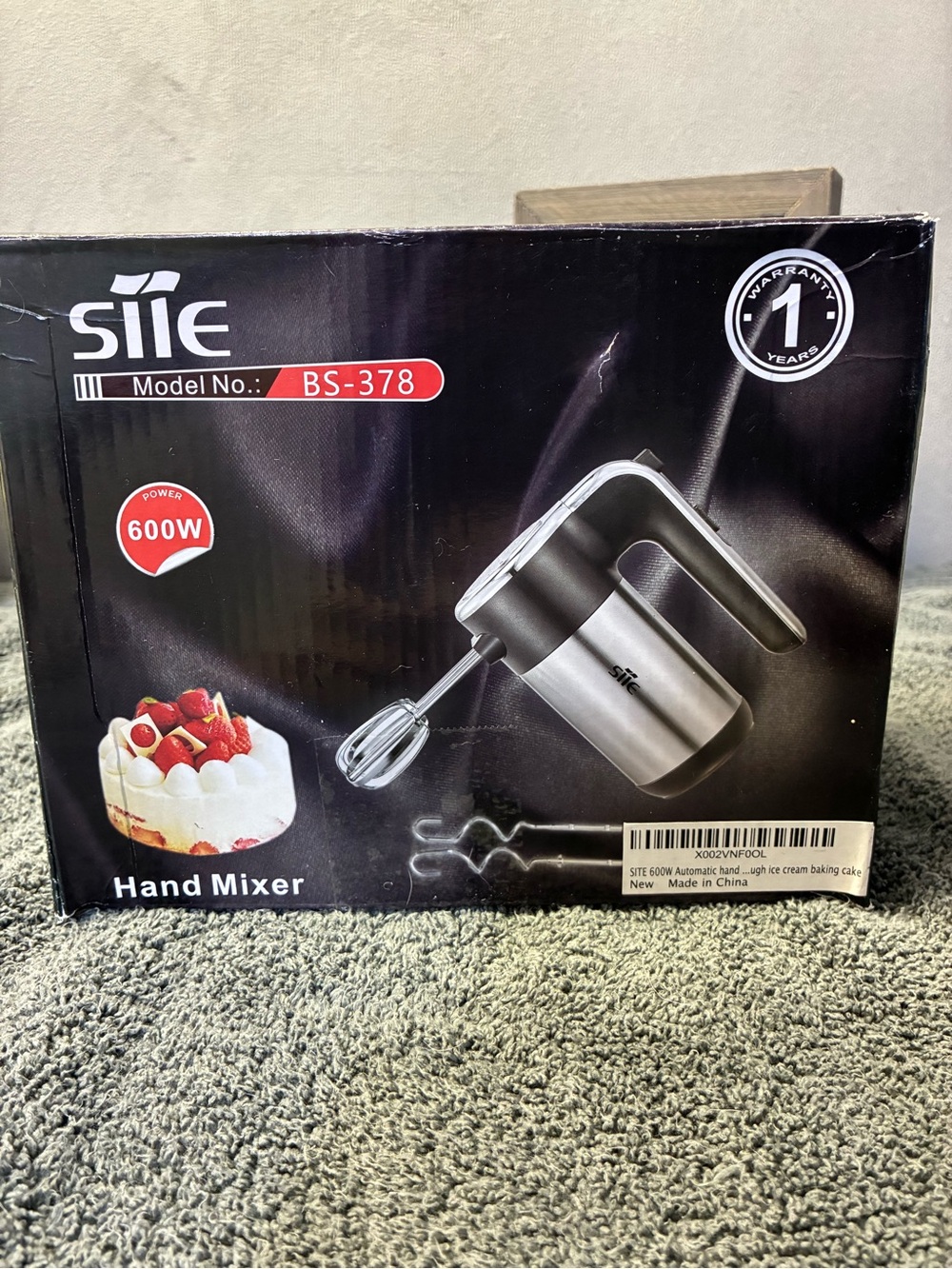 Siie BS-378 600W Stainless Steel Hand Mixer - Silver & Black